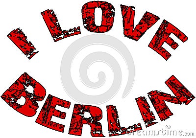 I Love Berlin text sign illustration Cartoon Illustration