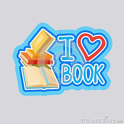 I Love Book Sticker Social Media Network Message Badges Design Vector Illustration