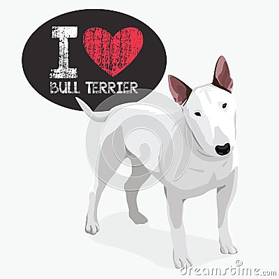 I Love Bull Terrier Vector Illustration