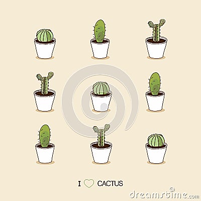 I love cacti. Seamless cactus illustration Vector Illustration