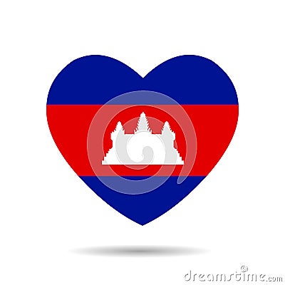 I love Cambodia. Cambodia flag heart vector illustration isolated on white background Vector Illustration