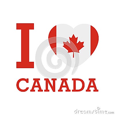 I Love Canada with heart flag shape Vector Vector Illustration