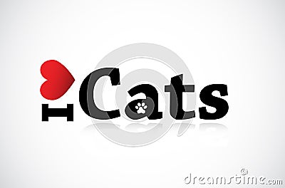 I Love Cats Cartoon Illustration