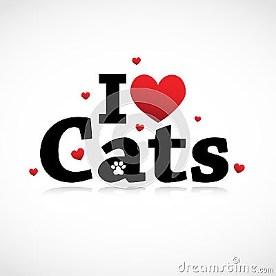 I Love Cats icon. Cartoon Illustration