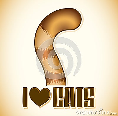 I love cats vector lettering, Cat tail Icon - emblem Vector Illustration