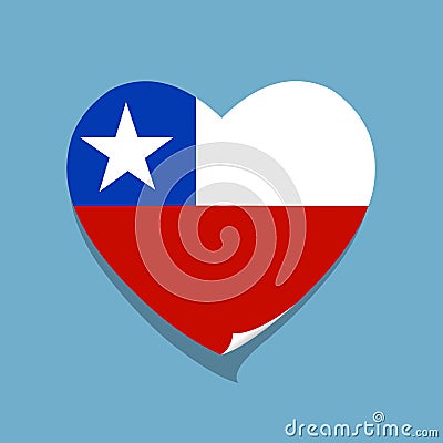 I love Chile flag heart Vector Illustration