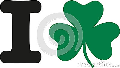 I love with clover instead of heart Vector Illustration