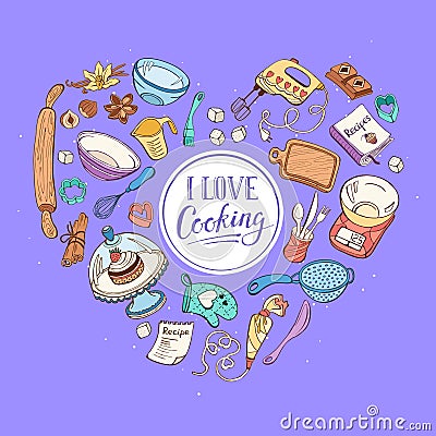 I love cooking card Vector Illustration