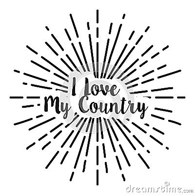 I love country text typography sun circle retro vintage design Vector Illustration