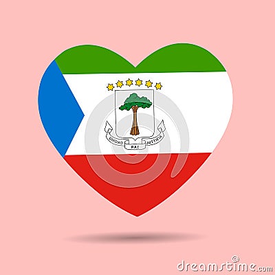 I love Equatorial Guinea.Equatorial Guinea flag heart vector illustration isolated on white background Vector Illustration