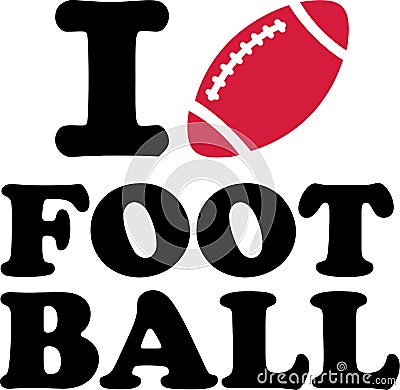 I love Football with ball Vector Illustration
