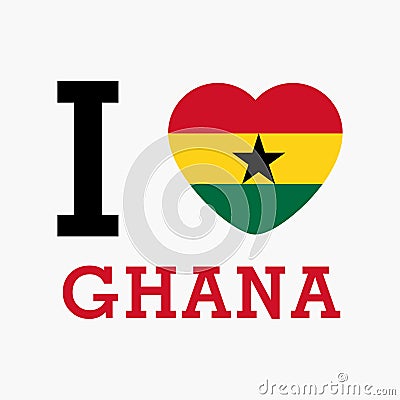 I Love Ghana with heart flag shape Vector Vector Illustration
