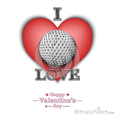 I love golf. Happy Valentines Day Vector Illustration