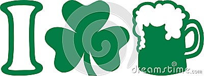 I love green beer with clover Vector Illustration