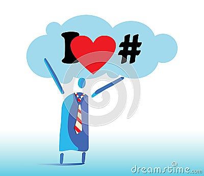 I Love Hashtags Vector Illustration