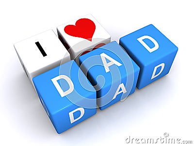 I Love Heart Dad Letter Cubes Stock Photo