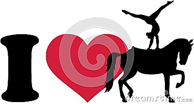 I love Horse Vaulting silhouette Vector Illustration