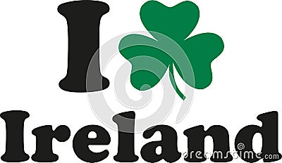 I love ireland with shamrock Vector Illustration