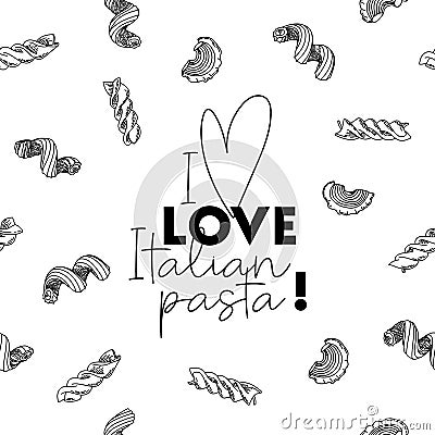 I love Italian pasta Vector Illustration