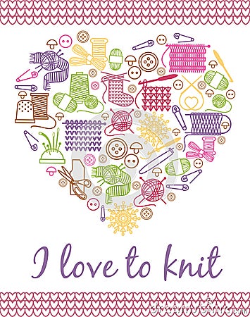 I love knitting heart Vector Illustration