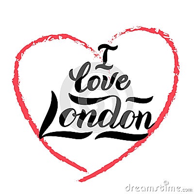 I love London typography print. Trendy lettering design for postcard, shirt, magnet. Vector Vector Illustration