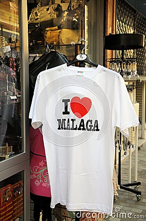 I Love Malaga Teeshirt. Editorial Stock Photo