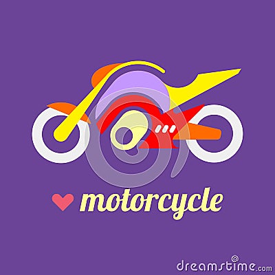 I Love Motorcycle Vector Illustration