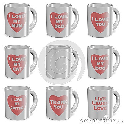 I love mugs set Stock Photo