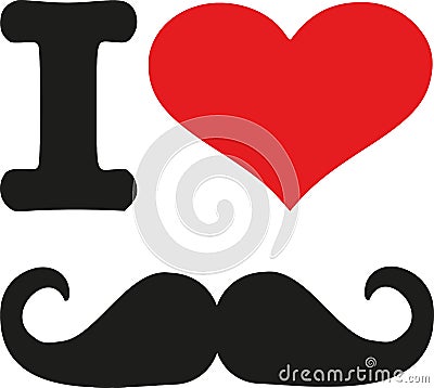 I love Mustache icon Vector Illustration