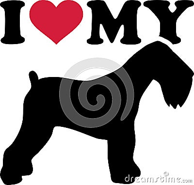 I love my Black Russian Terrier silhouette Vector Illustration