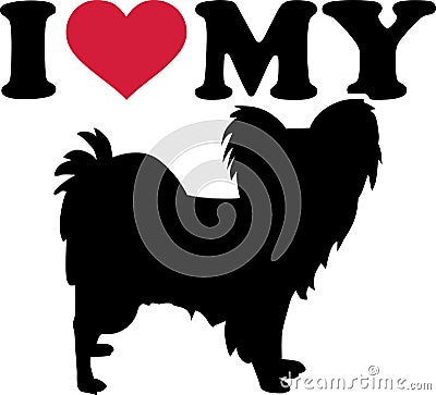 I love my Papillon silhouette Vector Illustration