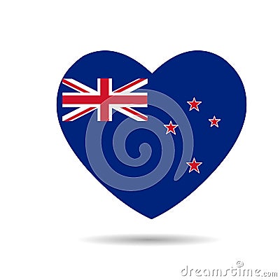 I love New Zealand, New Zealand flag heart vector illustration isolated on white background Vector Illustration