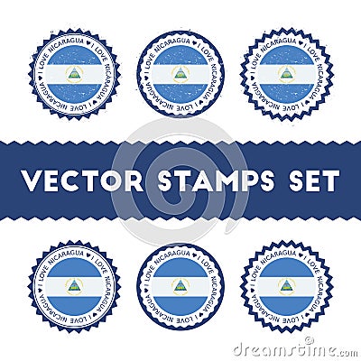 I Love Nicaragua vector stamps set. Vector Illustration