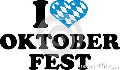 I love Oktoberfest bavarian heart Vector Illustration