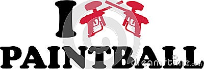 I love paintball with crossed weapons Vector Illustration