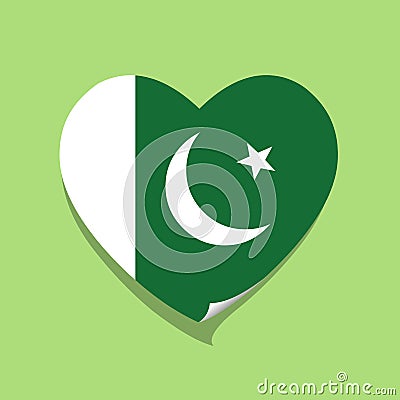 I love Pakistan flag heart Vector Illustration