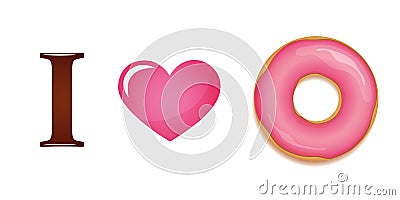 I love pink donut Vector Illustration