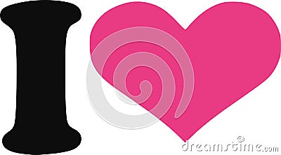 I love with pink heart Vector Illustration