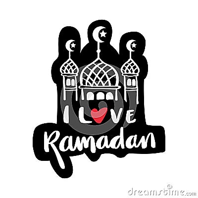 I Love Ramadan greeting card. Vector Illustration