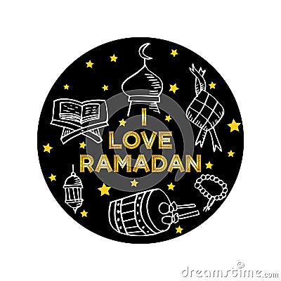 I love Ramadan greeting card. Vector Illustration