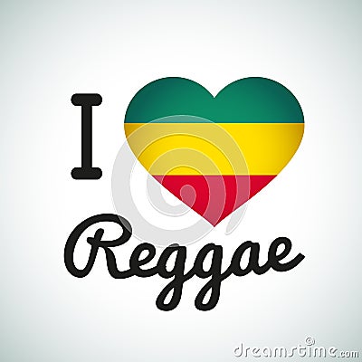 I love Reggae Heart illustration, Jamaican music Vector Illustration