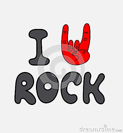 I Love Rock Vector Illustration