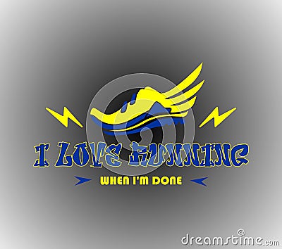 I love running, running logo, runner Stock Photo