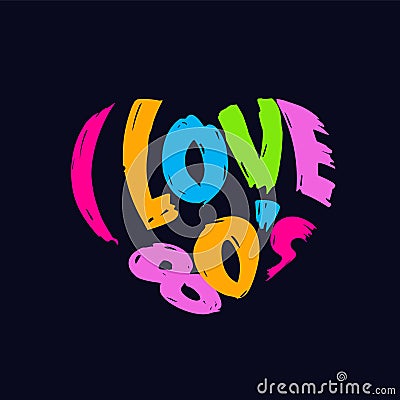 I Love 80s Heart Retro Logo Stock Vector - Image: 44363248