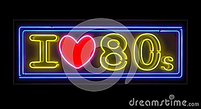 I love the 80s neon sign Stock Photo