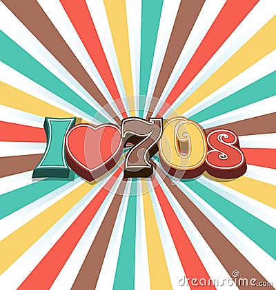 I love 70s Vintage Art Background Vector Illustration