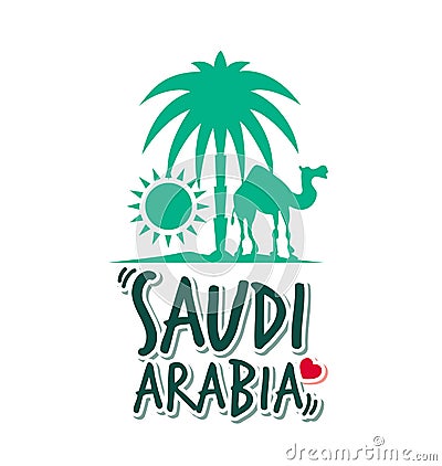 I Love Saudi Arabia in White Background Vector Illustration