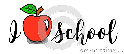I love school poster with apple Vector Illustration
