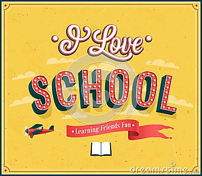 I Love School typographic design. Vector Illustration