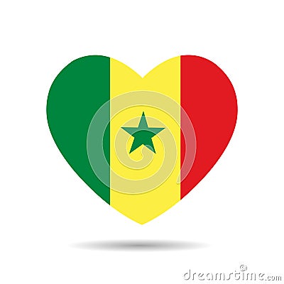 I love Senega, Senegal flag heart vector illustration isolated on white background Vector Illustration